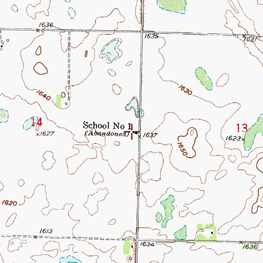 Topographic Map of School Number 1, ND