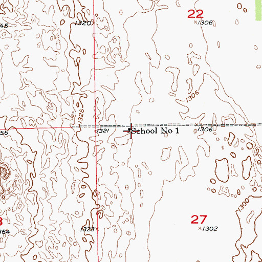 Topographic Map of School Number 1, ND