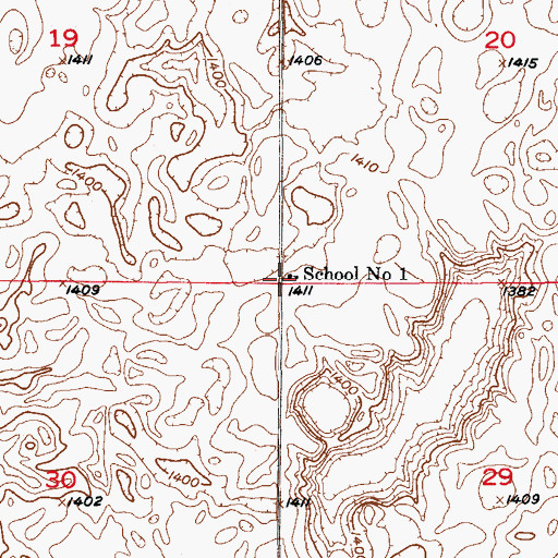 Topographic Map of School Number 1, ND