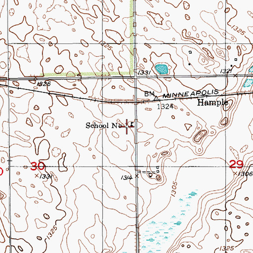 Topographic Map of School Number 1, ND