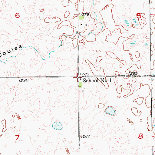 Topographic Map of School Number 1, ND