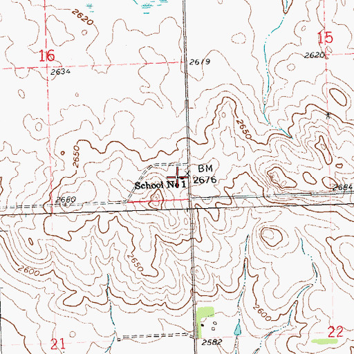 Topographic Map of School Number 1, ND