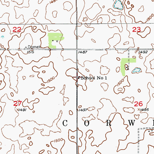 Topographic Map of School Number 1, ND