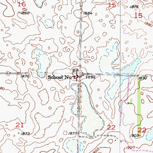 Topographic Map of School Number 1, ND