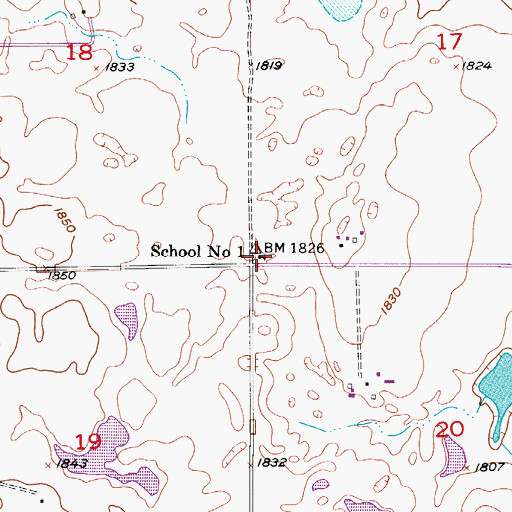 Topographic Map of School Number 1, ND