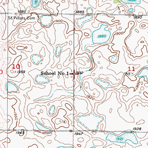 Topographic Map of School Number 1, ND