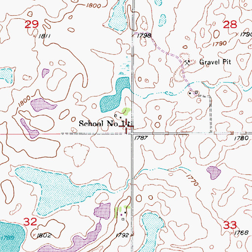 Topographic Map of School Number 1, ND