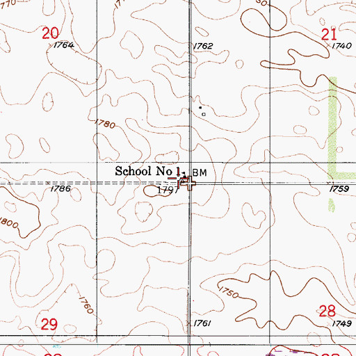 Topographic Map of School Number 1, ND