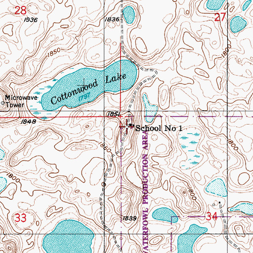 Topographic Map of School Number 1, ND