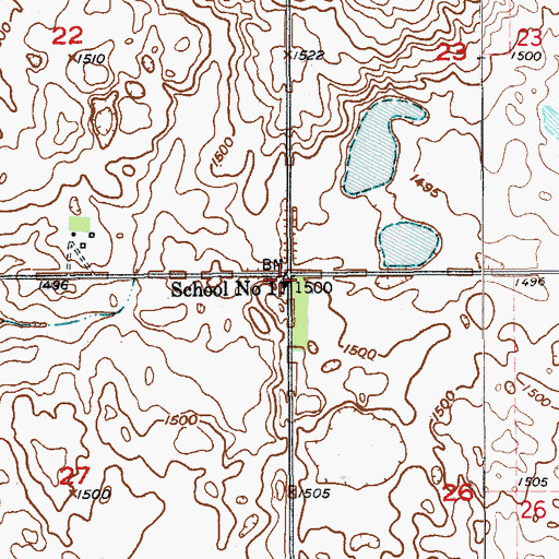 Topographic Map of School Number 1, ND