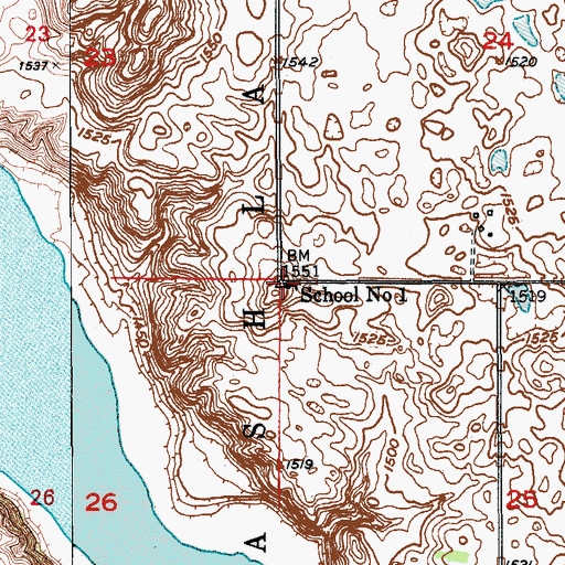 Topographic Map of School Number 1, ND