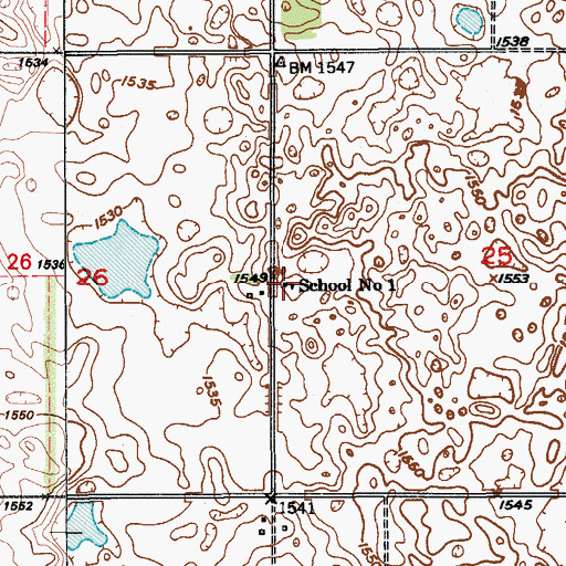 Topographic Map of School Number 1, ND
