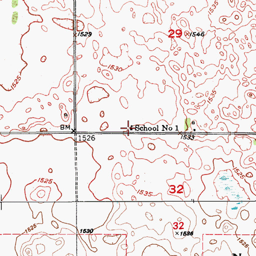 Topographic Map of School Number 1, ND