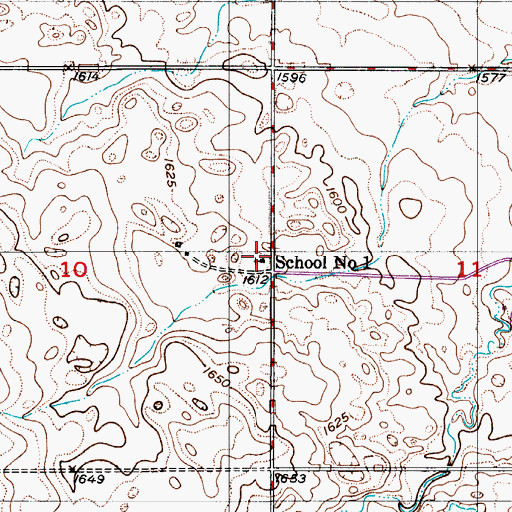 Topographic Map of School Number 1, ND