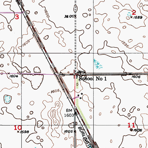Topographic Map of School Number 1, ND