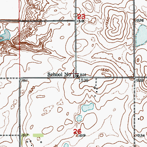 Topographic Map of School Number 1, ND