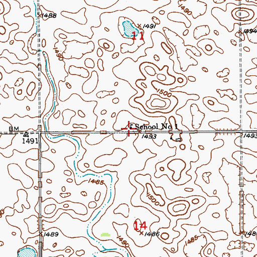 Topographic Map of School Number 1, ND