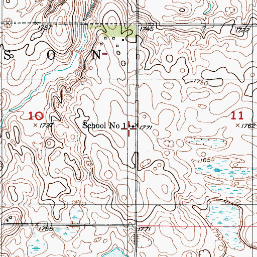 Topographic Map of School Number 1, ND