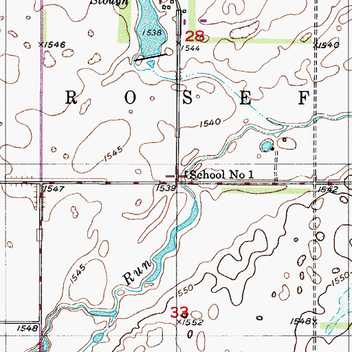 Topographic Map of School Number 1, ND