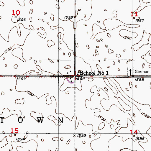 Topographic Map of School Number 1, ND