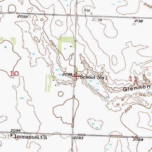 Topographic Map of School Number 1, ND