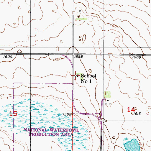 Topographic Map of School Number 1, ND