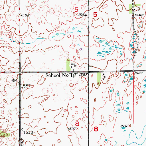 Topographic Map of School Number 1, ND