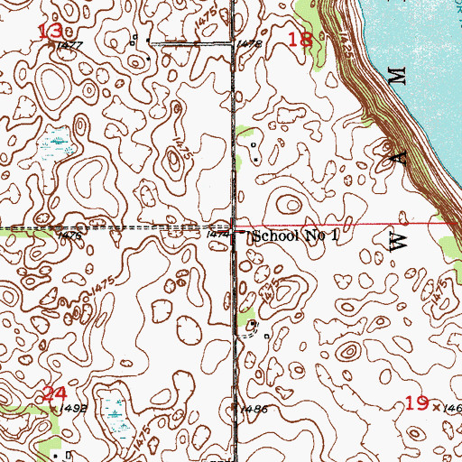 Topographic Map of School Number 1, ND