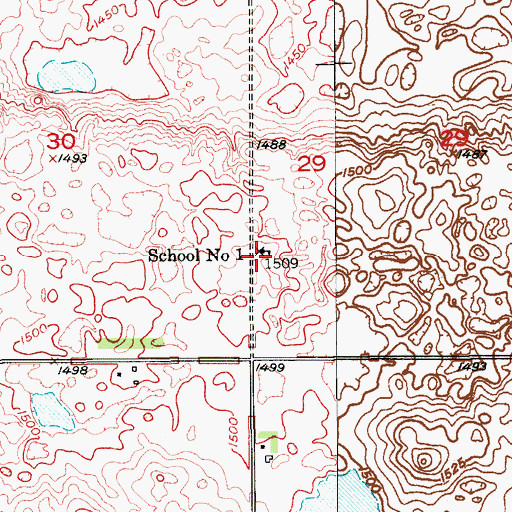 Topographic Map of School Number 1, ND