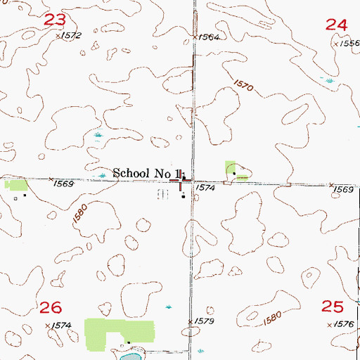 Topographic Map of School Number 1, ND