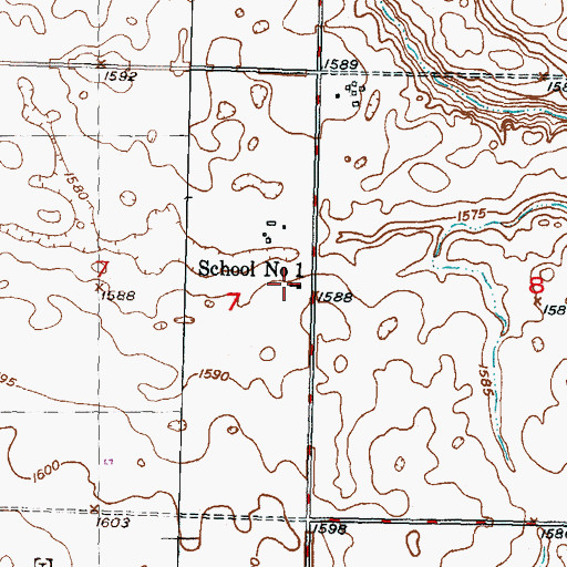 Topographic Map of School Number 1, ND