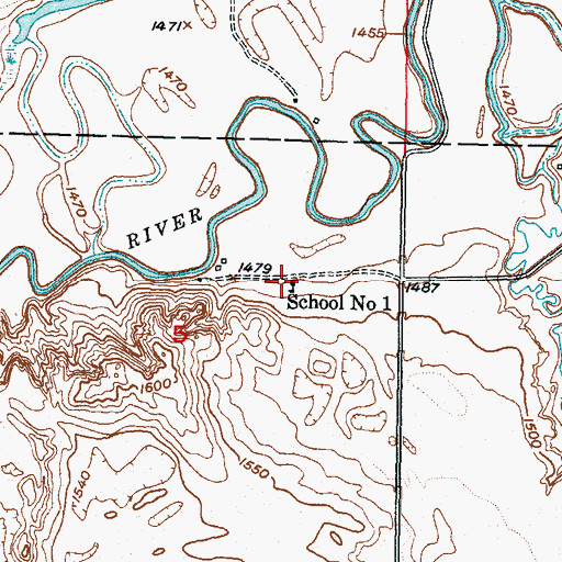 Topographic Map of School Number 1, ND