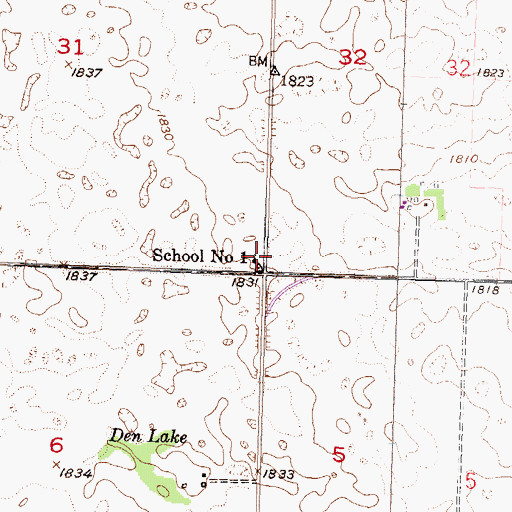 Topographic Map of School Number 1, ND