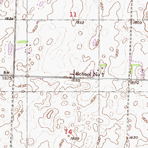 Topographic Map of School Number 1, ND