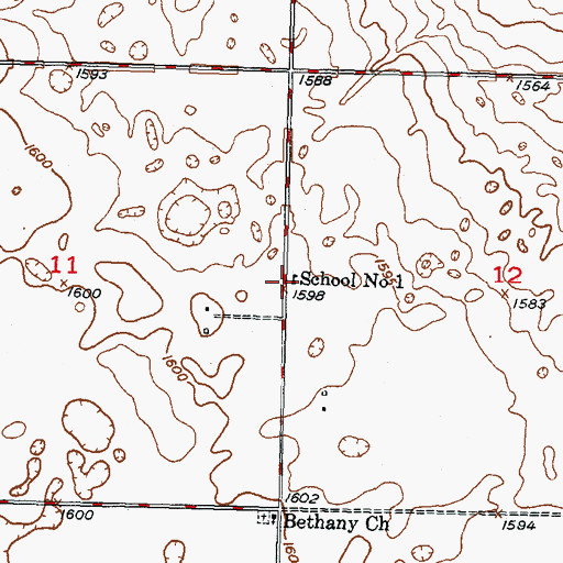Topographic Map of School Number 1, ND