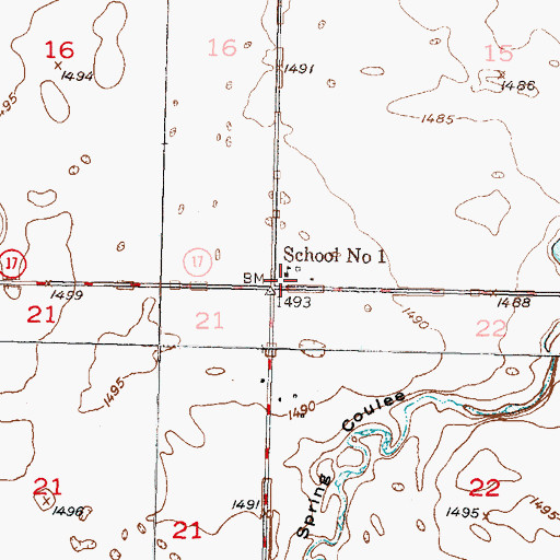 Topographic Map of School Number 1, ND