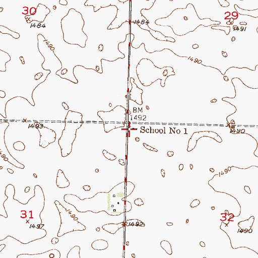 Topographic Map of School Number 1, ND