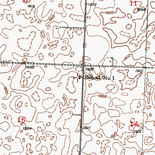 Topographic Map of School Number 1, ND