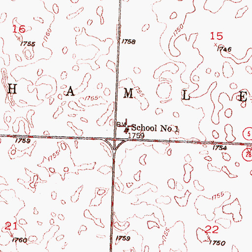 Topographic Map of School Number 1, ND