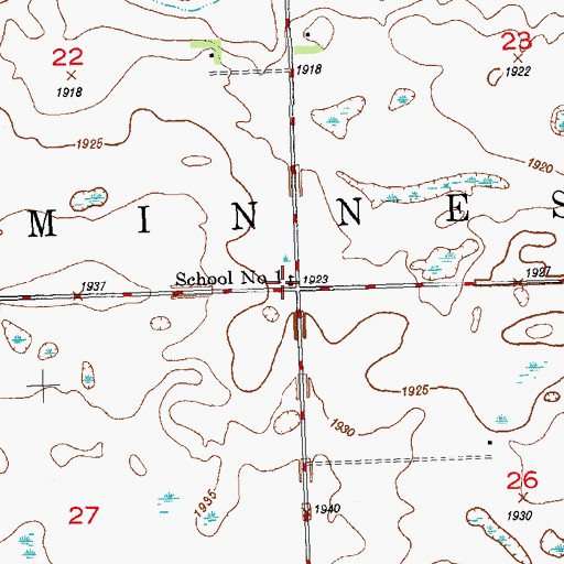 Topographic Map of School Number 1, ND