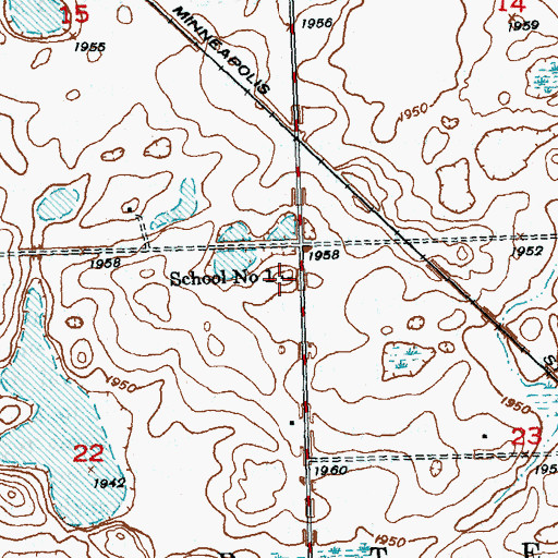 Topographic Map of School Number 1, ND