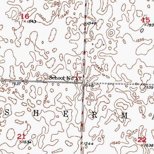 Topographic Map of School Number 1, ND