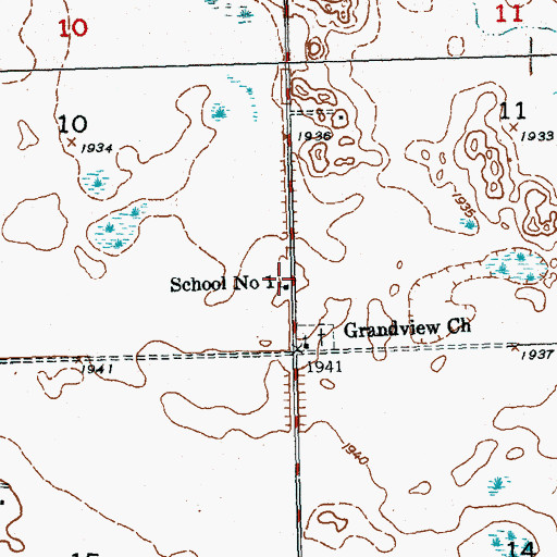 Topographic Map of School Number 1, ND