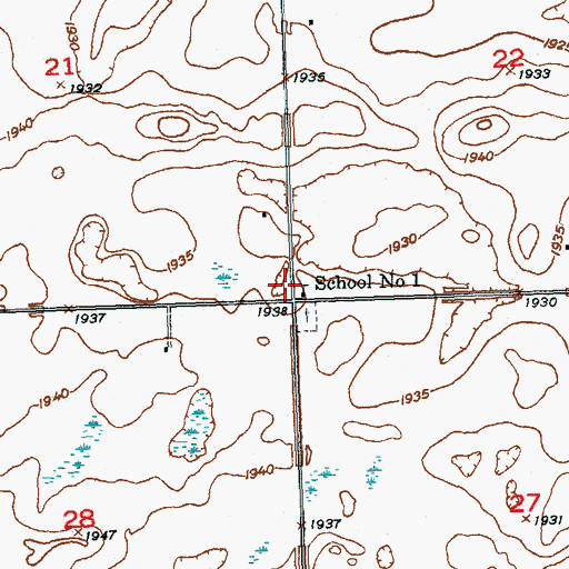 Topographic Map of School Number 1, ND