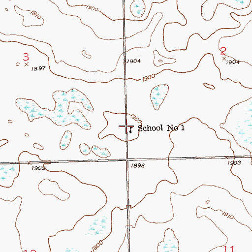 Topographic Map of School Number 1, ND