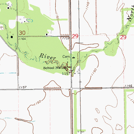 Topographic Map of School Number 122, ND