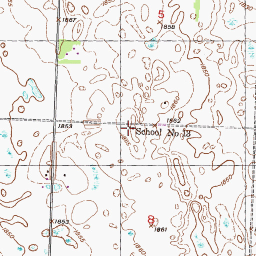 Topographic Map of School Number 13, ND