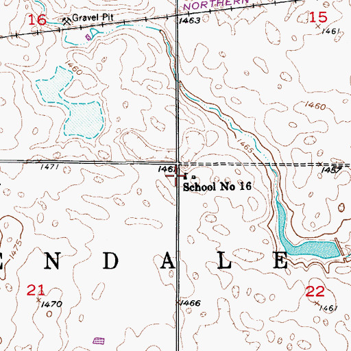 Topographic Map of School Number 16, ND