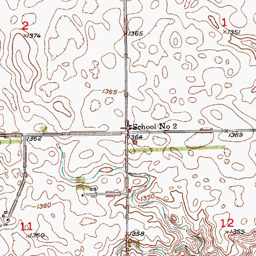 Topographic Map of School Number 2, ND