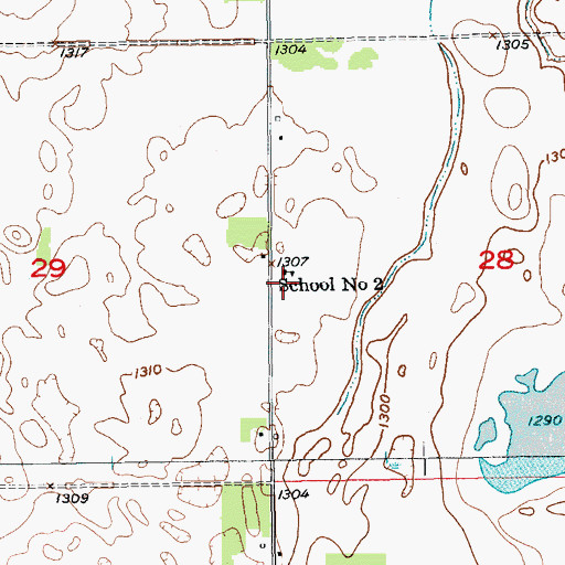 Topographic Map of School Number 2, ND
